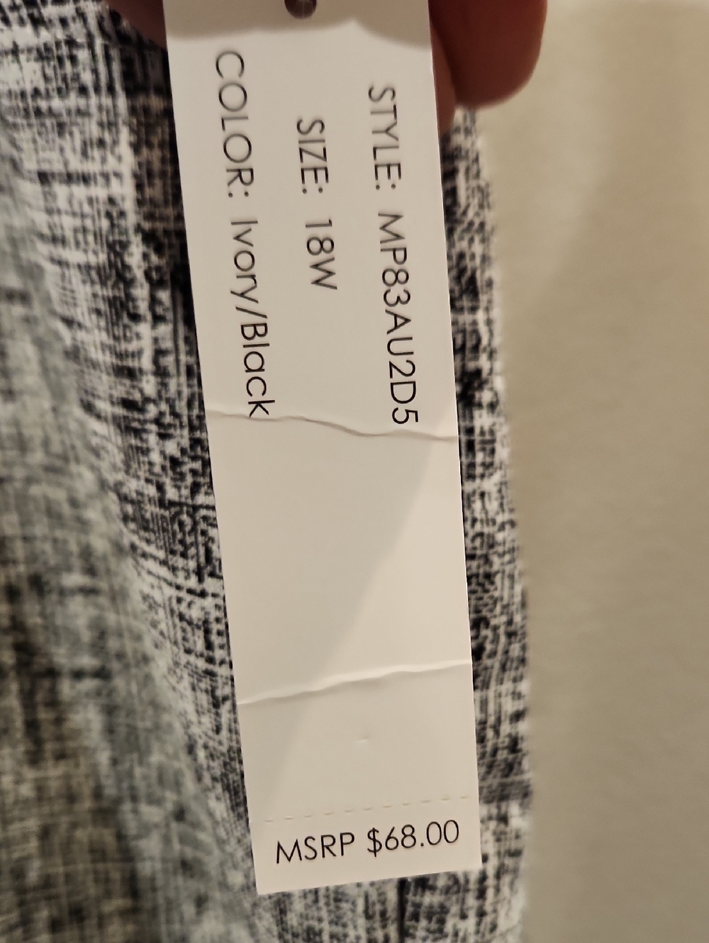 NWT Zac & Rachel White & Black Women's Sz 18W Cropped Pants - Picture 4 of 6